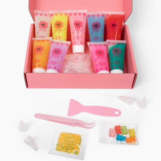 Shiny Mae Decoden Cream Kit – 9 Colors Whipped Cream Glue with Charms & Tools – DIY Kawaii Decorating Set for Phone Case, Slime, Crafts & Gifts