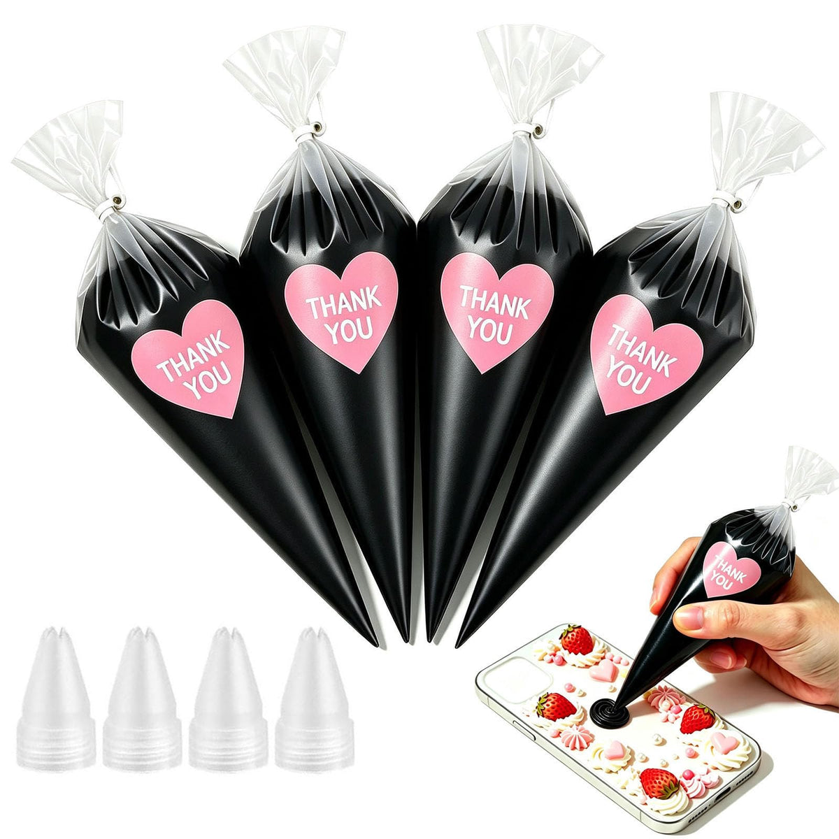 Cream Glue, 4PCS (60ml Each) Purple Cream Glue Clay with Piping Tips