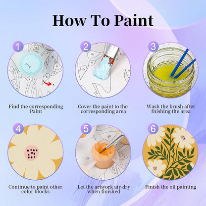 Okarina 6 Pack Paint by Numbers Kit for Adults & Beginners, Flower Designs