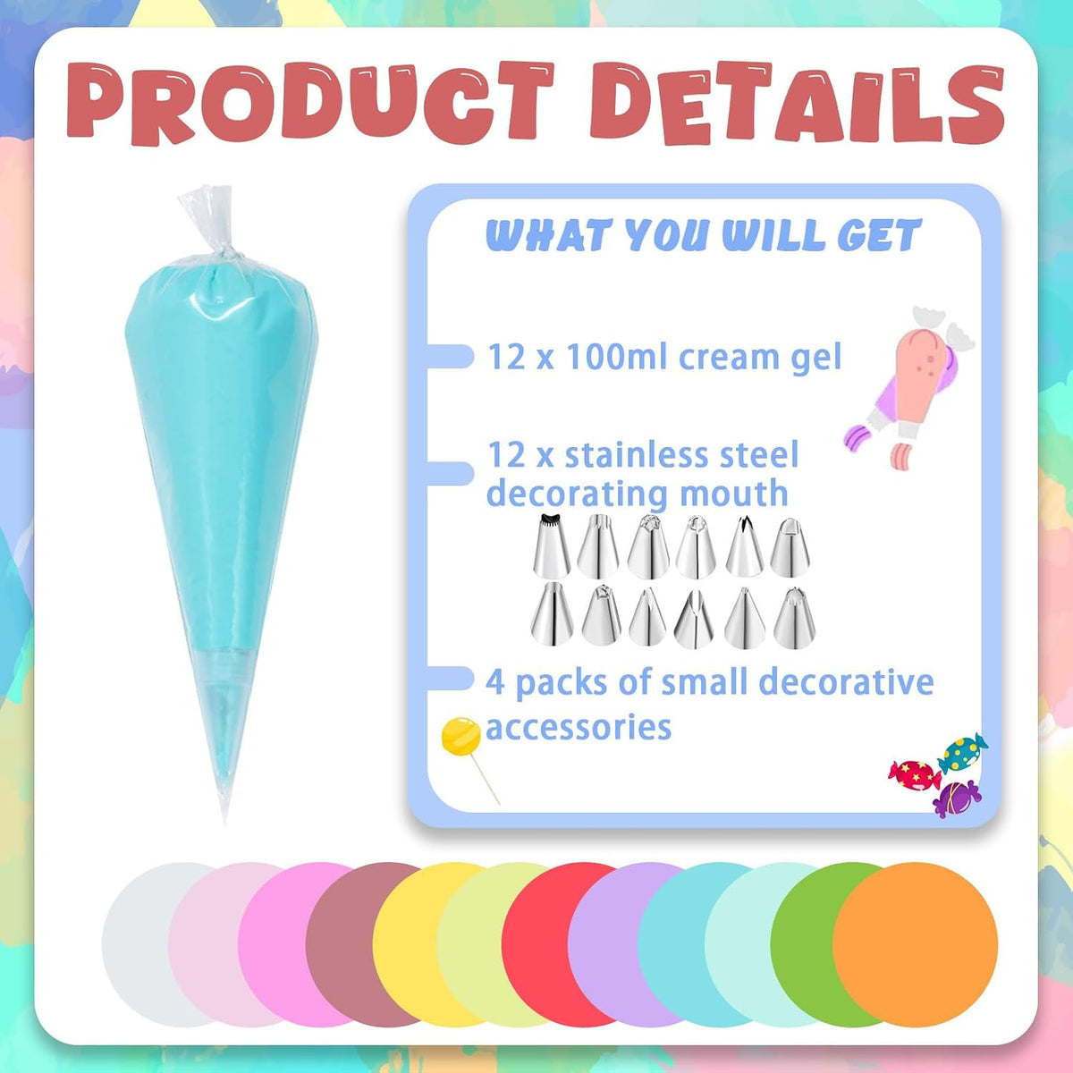 12PCS 100g Cream Kit Fake Whipped Cream Glue Clay Summer Craft DIY Decorations Rainbow Themed Cream DIY Making Art Craft Kit for Handmade Phone Case Mirror Jewelry Accessories