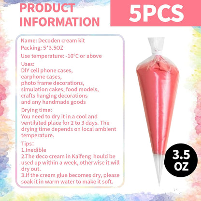 TBTFW Decoden Cream Kit, Fake Whipped Deco Cream Glue Clay, Fake Frosting