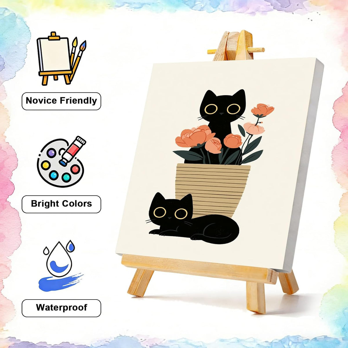 4 Pack Paint by Numbers Kit for Kids Cat Painting Kits for Kids Ages 8-12