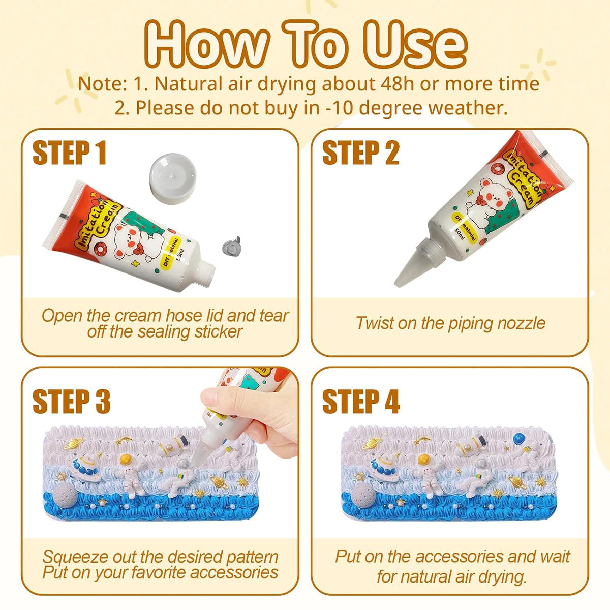 TBTFW 7Colors Decoden Deco Cream Kit, Simulation Fake Whipped Cream Glue
