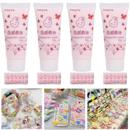 Cream Glue for Crafts, 4pcs (50g) White Decoden Cream DIY Phone Case Kit
