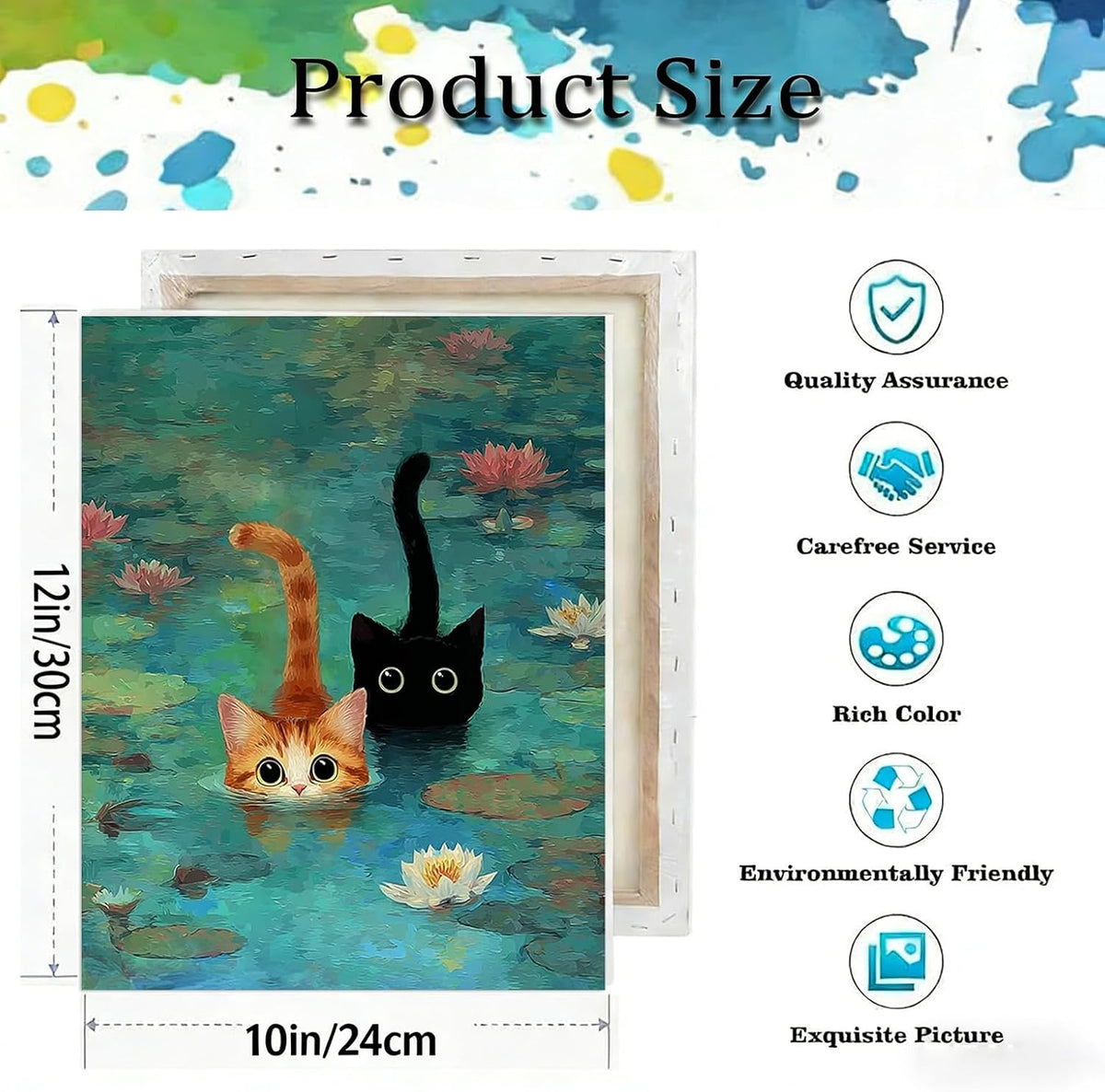 TCDZMYGS Pond Cat Paint by Numbers Kit for Adults Beginner,10x12 in