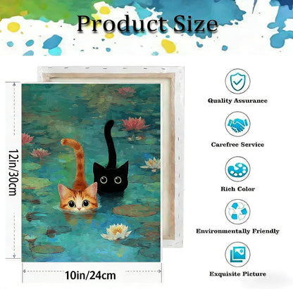 TCDZMYGS Pond Cat Paint by Numbers Kit for Adults Beginner,10x12 in