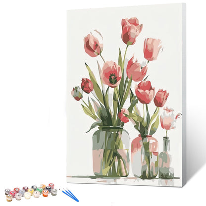 Ginkko Framed Paint by Numbers Kit for Adults 8X 12 inch, Vase Flowers