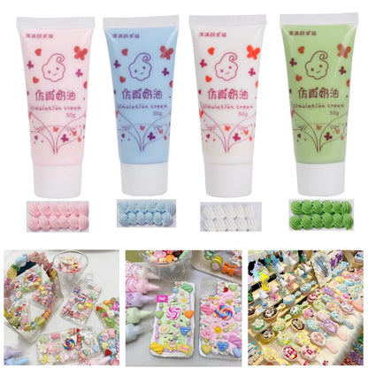 Cream Glue, 4Pcs (50g) Decoden Whipped Cream Glue for Crafts DIY