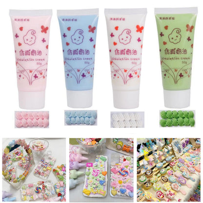 Cream Glue, 4Pcs (50g) Decoden Whipped Cream Glue for Crafts DIY