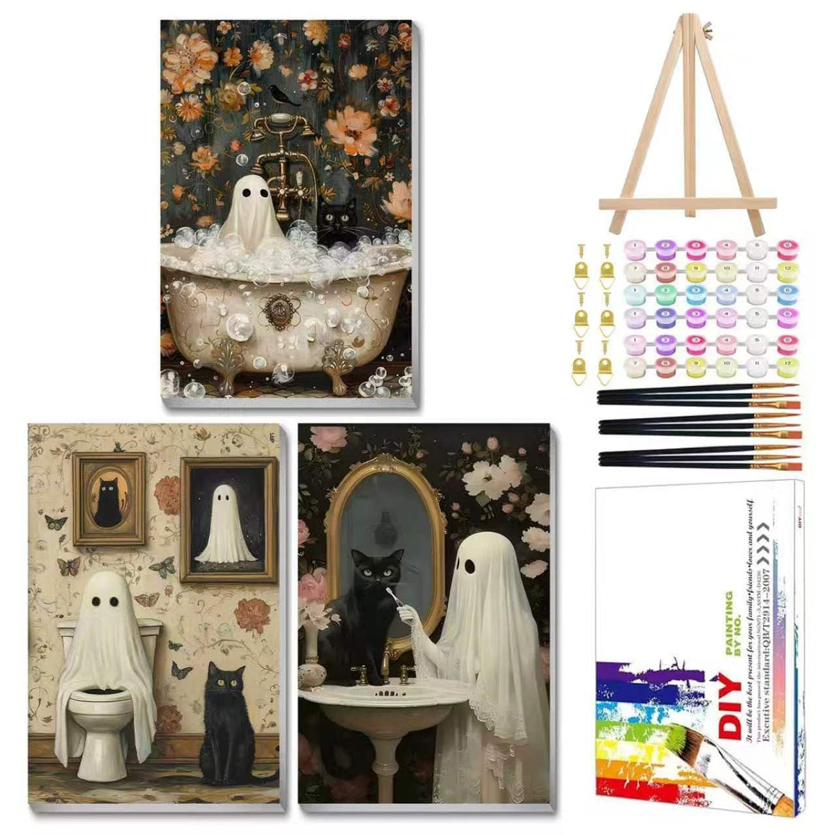 Mandun Landscape Paint by Numbers Kit for Adults, 3 Pack, 7.8x11.8 inch