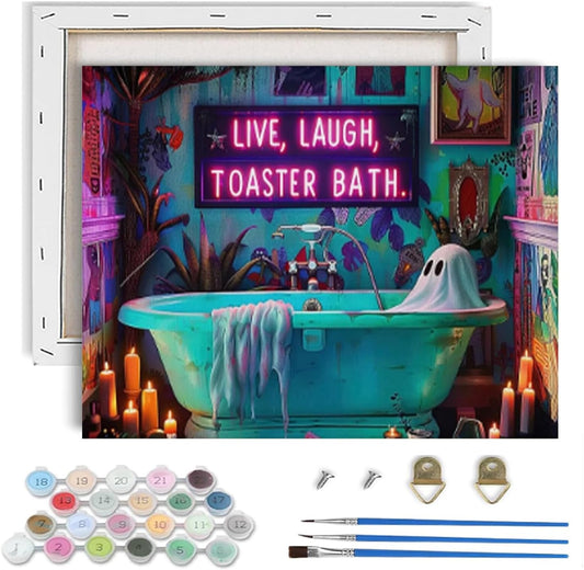 Halloween Paint by Numbers Kit for Adults,Ghost Paint by Number With Frame