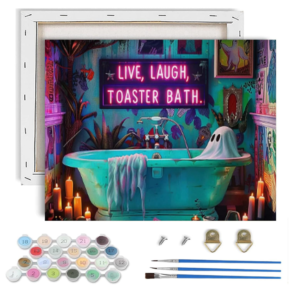 Halloween Paint by Numbers Kit for Adults,Ghost Paint by Number With Frame
