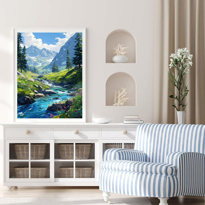 Mountain Paint by Number for Adults, Landscape Paint by Numbers for Adults