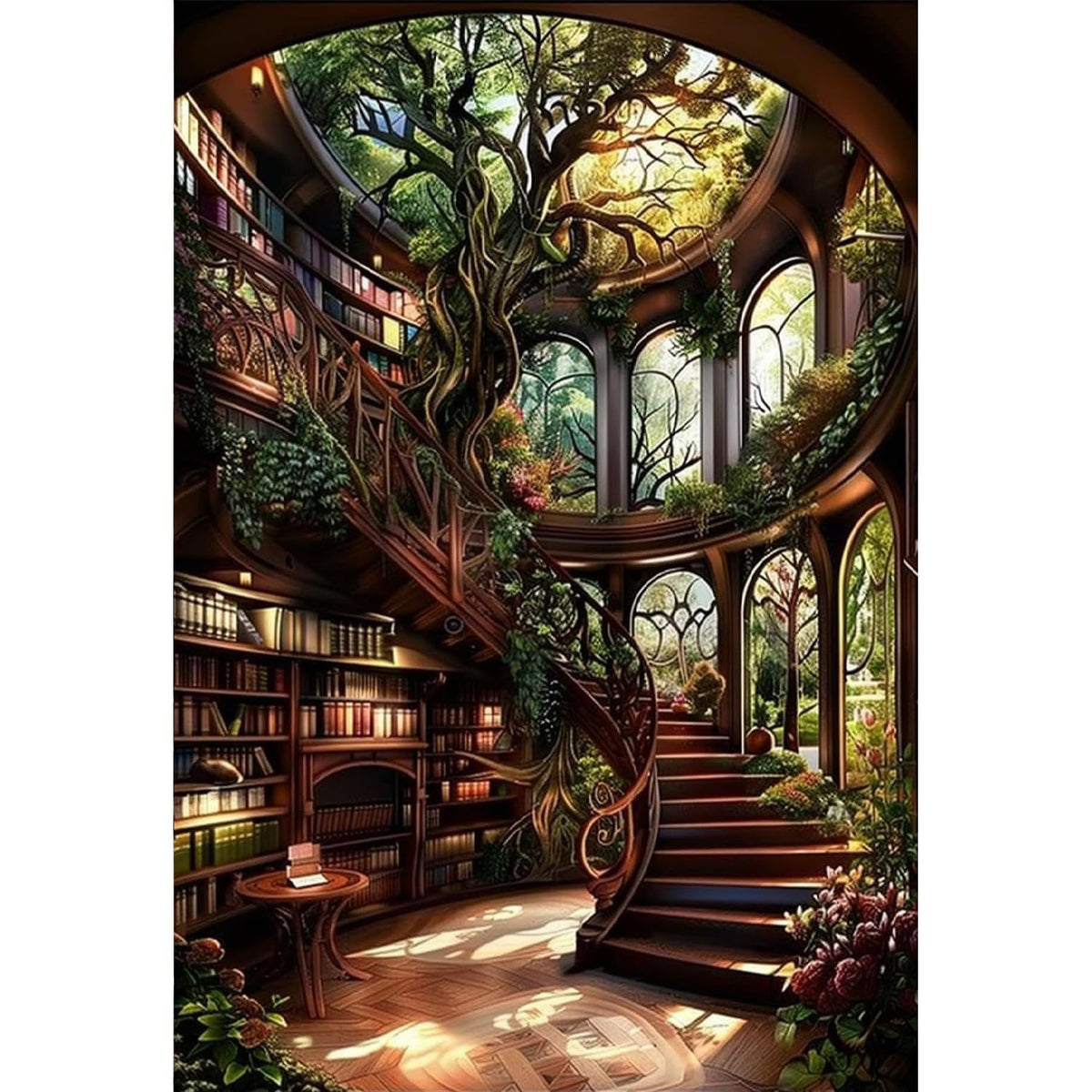 Forest Library Paint by Numbers Kit for Adults Beginner (Without Frame)