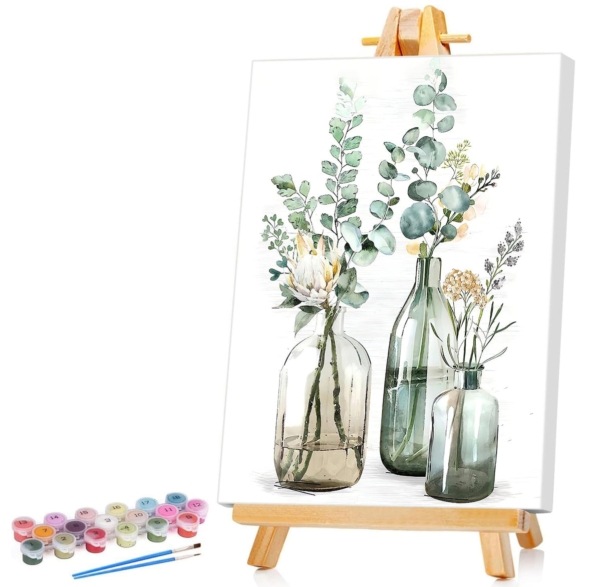 Ginkko Framed Paint by Numbers Kit for Adults 8X 12 inch, Vase Flowers