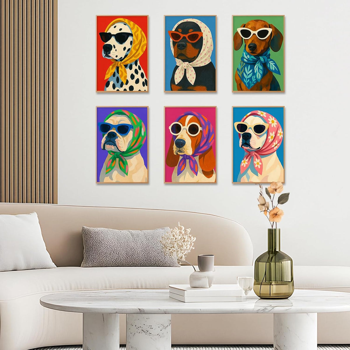6 Pack Paint by Numbers Kit for Adults, Funny Dog Painting, 8x12 Inch