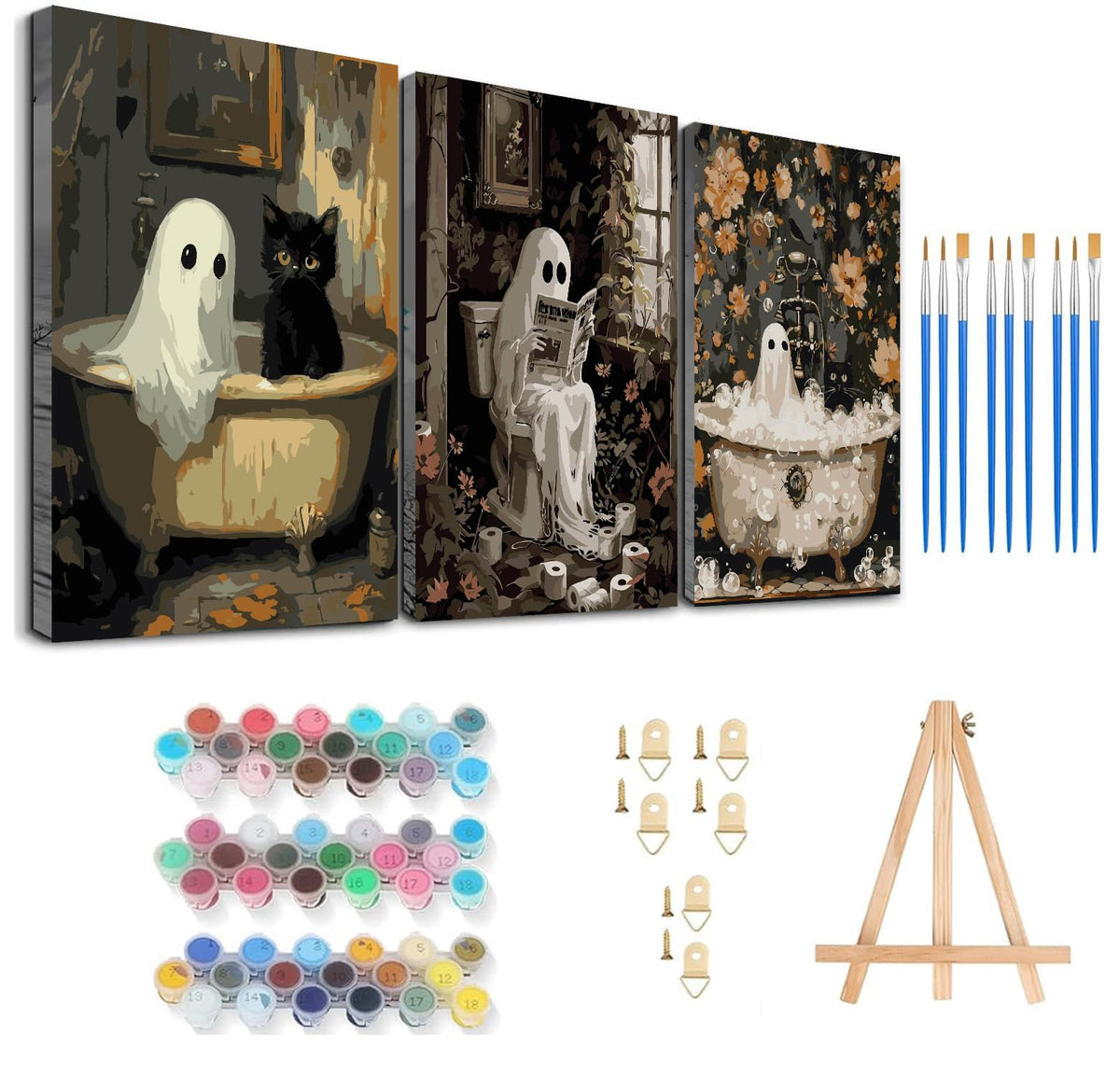 Axquilon 3 Packs Tarot Framed Paint by Numbers Kit for Adults 8x10in