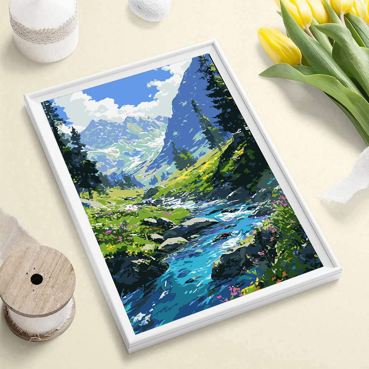 Mountain Paint by Number for Adults, Landscape Paint by Numbers for Adults