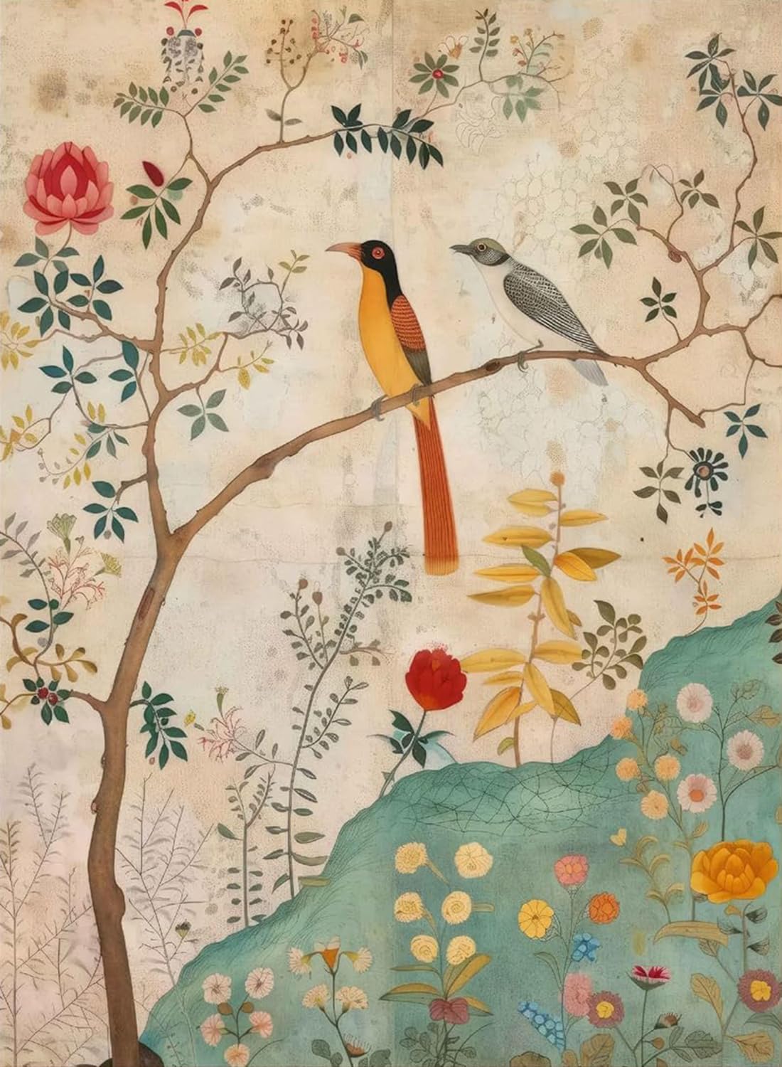 Tree Wildflowers Paint by Numbers Kit for Adults Canvas, Frameworkless