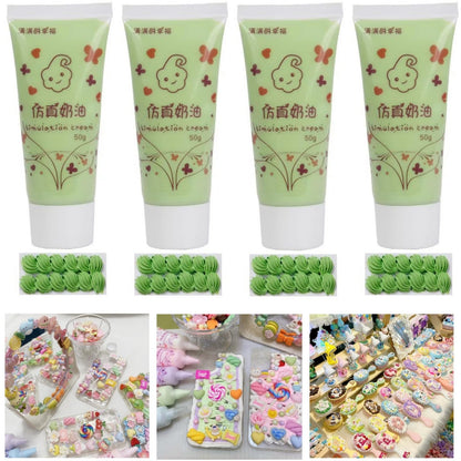 Cream Glue for Crafts, 4pcs (50g) Pink Decoden Cream DIY Phone Case Kit