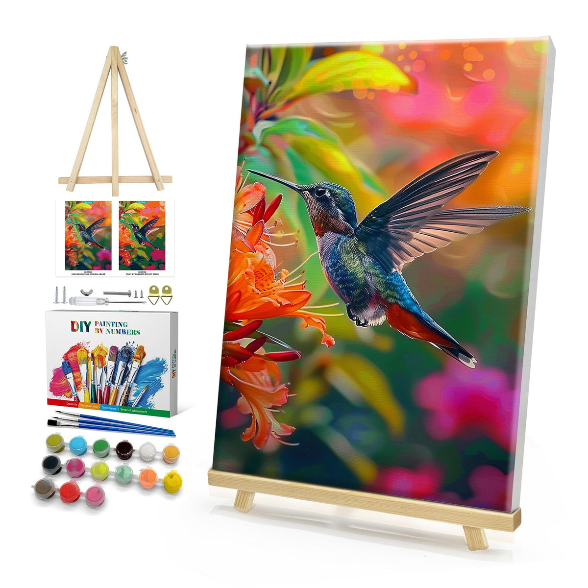 HeeBenor Framed Paint by Numbers Kit for Adults, Flowers, 8x12 Inch