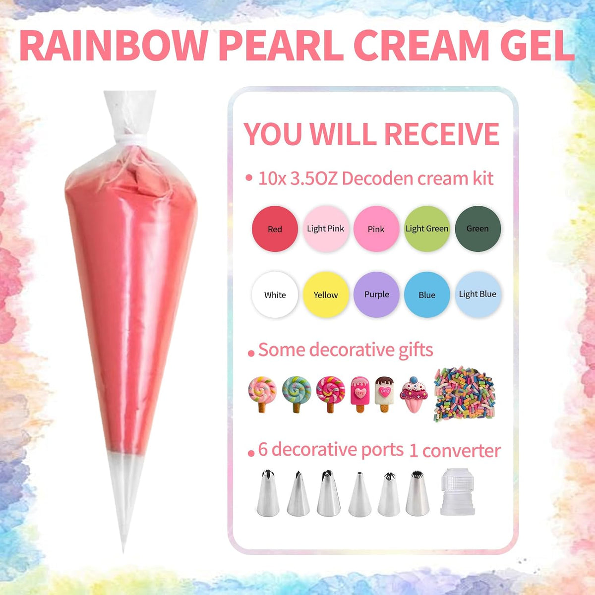 10Pcs Decoden Cream Kit, Whipped Cream Glue,Deco Cream-3.5oz