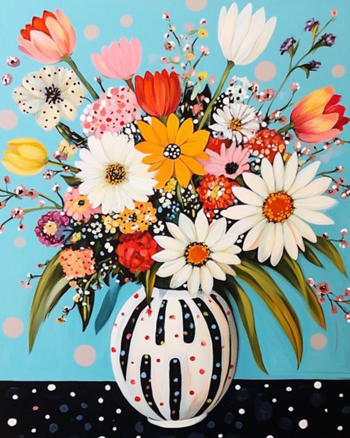 Tucocoo Hydrangea in Glass Vase Window Landscape Paint by Numbers for Adults Beautiful Flower DIY Paint by Numbers Acrylic Paint Canvas Colorful Flowers Painting Kits Art 16x20 Inch（Without Frame）