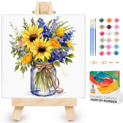 Yezavesu Book Framed Paint by Numbers Kit for Adults 10x 10 inch, Flowers