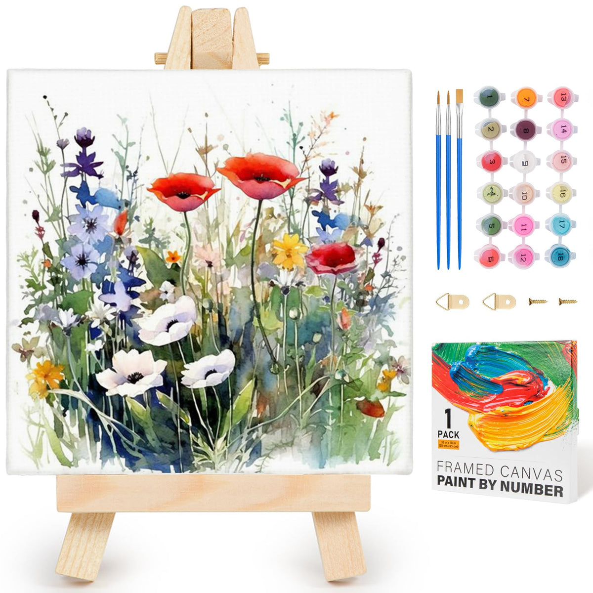 Yezavesu Book Framed Paint by Numbers Kit for Adults 10x 10 inch, Flowers