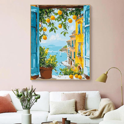 ZRIZQ Paint by Numbers Kit for Adults Beginner Landscape,Lemon Tree,16x20