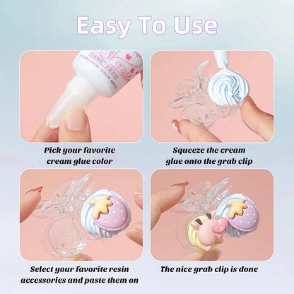 Cream Glue for Crafts, 4pcs (50g) Pink Decoden Cream DIY Phone Case Kit
