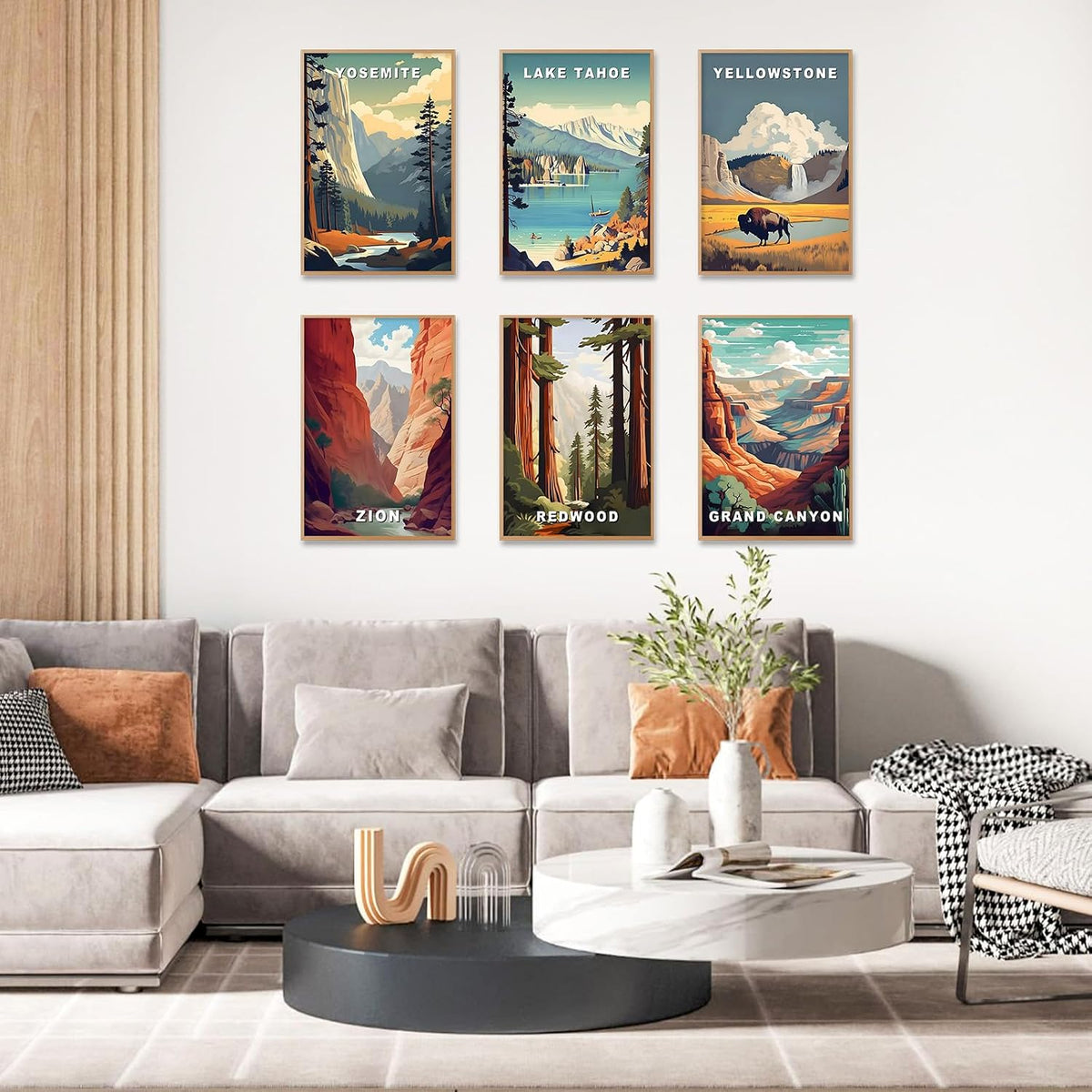 6 Pack Paint by Numbers Kit for Adults, National Parks Canvas Painting Set