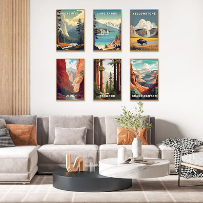 6 Pack Paint by Numbers Kit for Adults, National Parks Canvas Painting Set