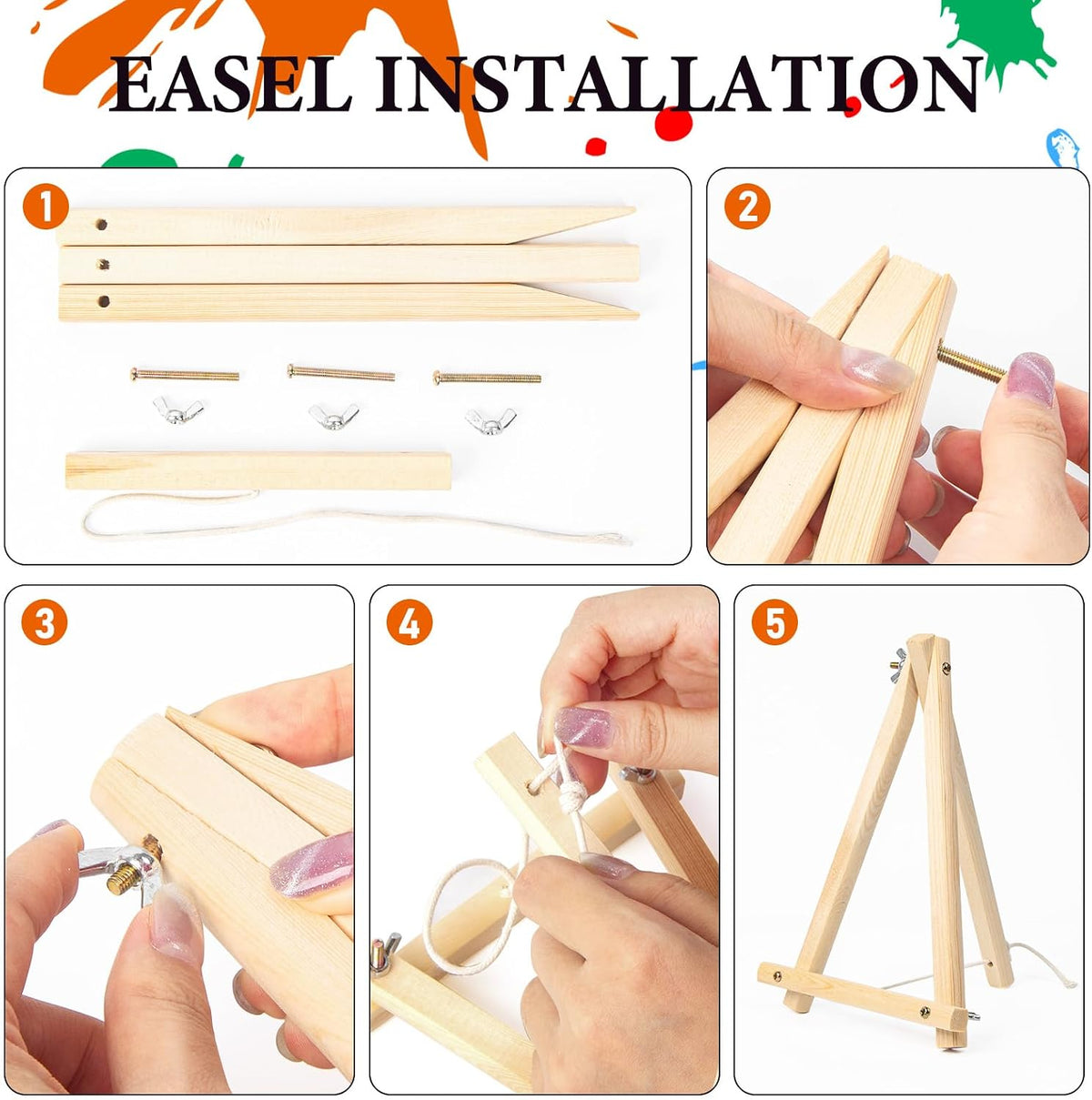 4 Pack Framed Paint by Numbers Kit for Adults Landscape with Wooden Easel