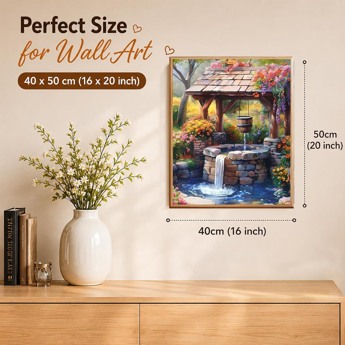 AUKELHJ Paint by Numbers Kit for Adults Beginner, Water Well, 16X20 Inch