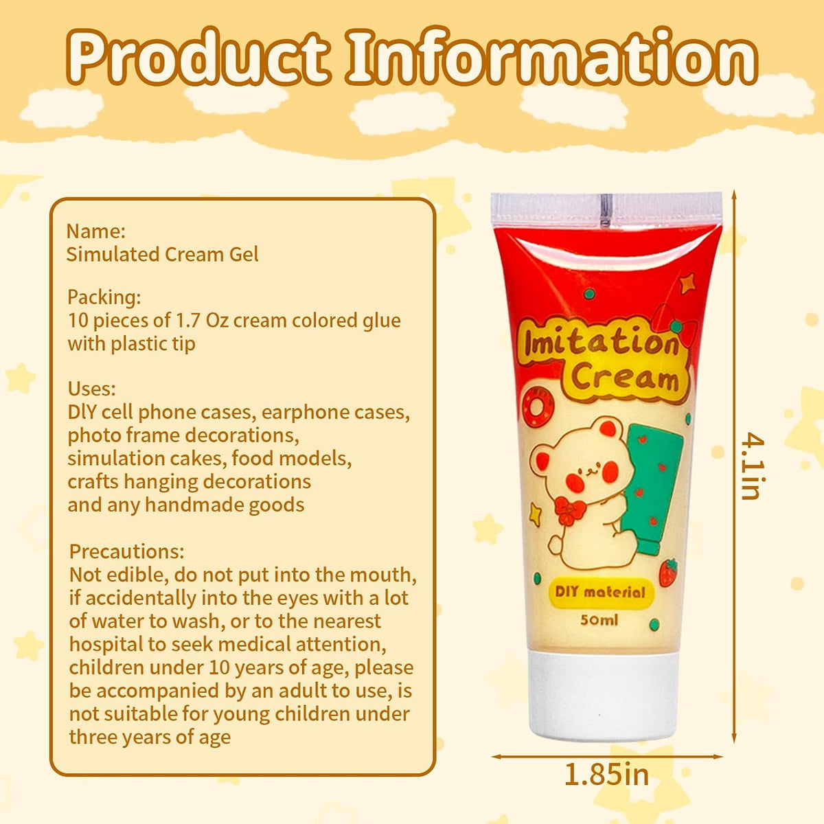 TBTFW Whipped Clay Decoden Cream Kit, Fake Whipped Cream Glue-1.7oz