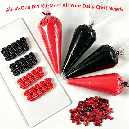 Cream Glue Kit, 4 Pcs Black & Red Tone Fake Cream Glue for DIY Phone Case Decoration, Scrapbooking and Hair Clip Craft Supplies