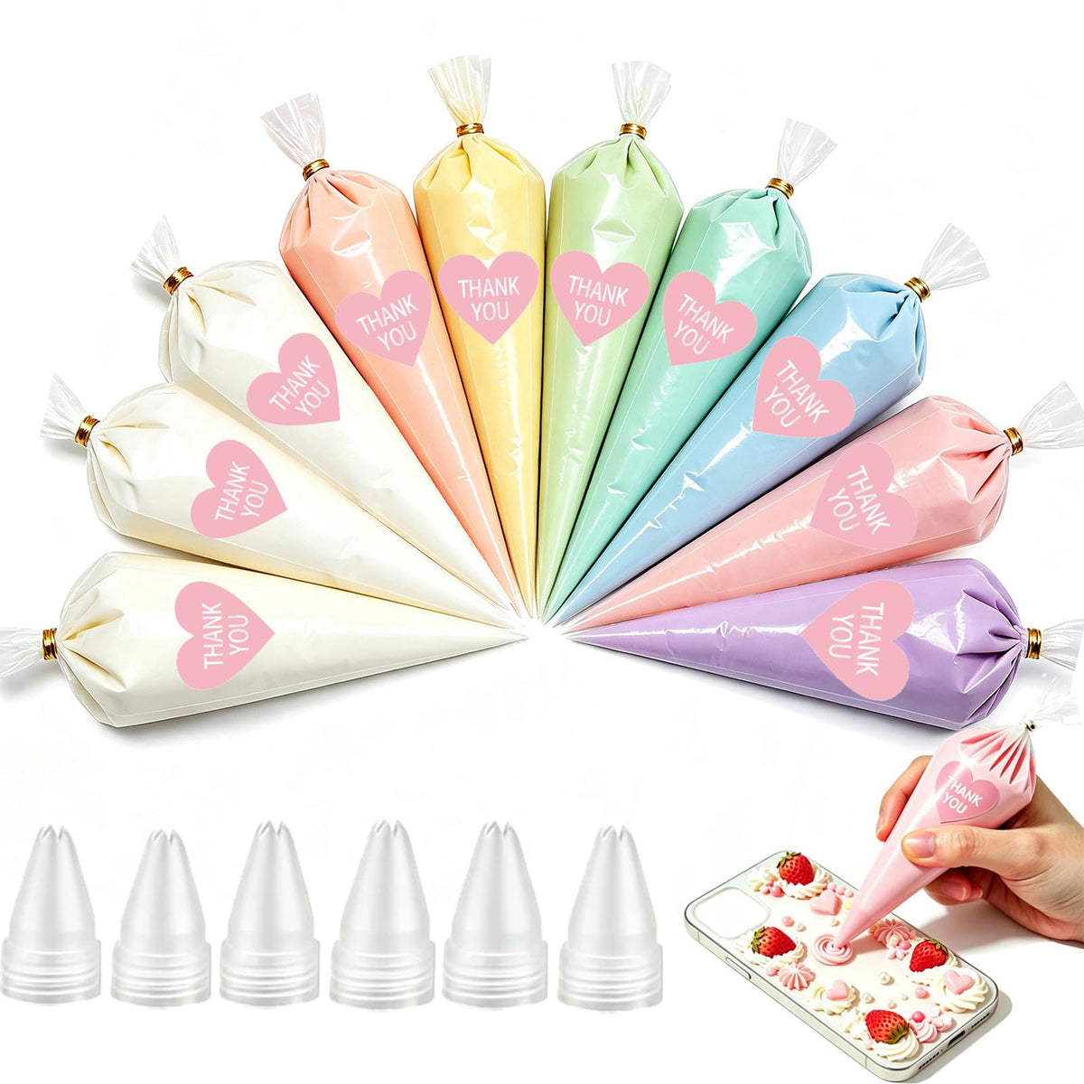 Cream Glue, 6PCS (60ml Each) Whipped Cream Glue Clay with Piping Tips
