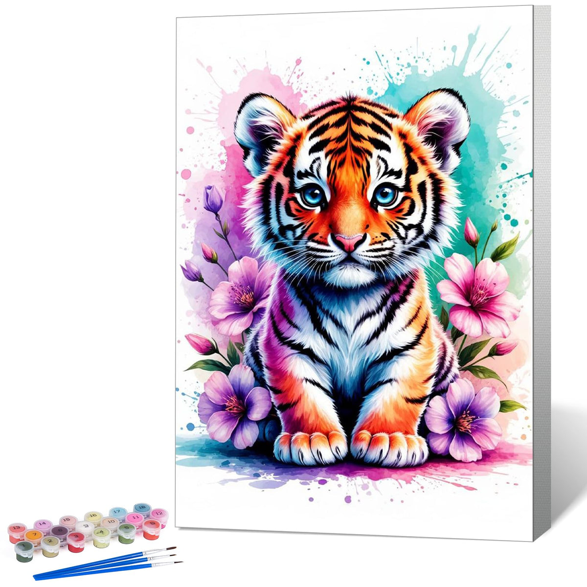 Framed Paint by Numbers Kit for Adults, Black Cat Bathroom Decor 8x12 Inch