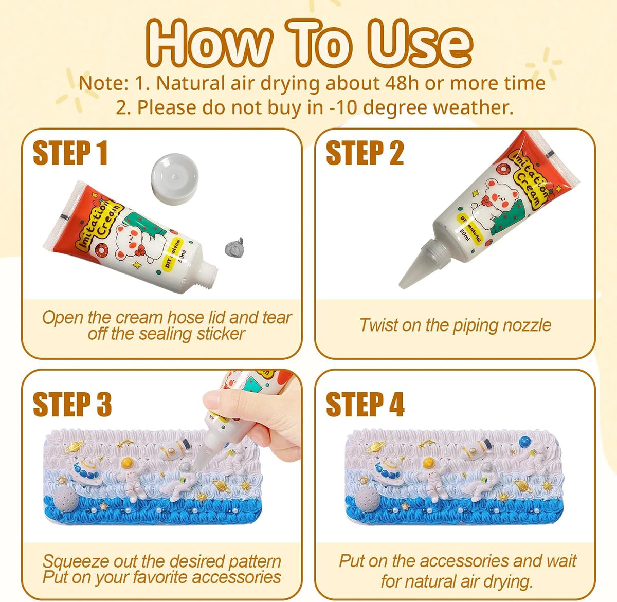 TBTFW 16 Colors Decoden Cream Kit, Fake Whipped Cream Glue Clay