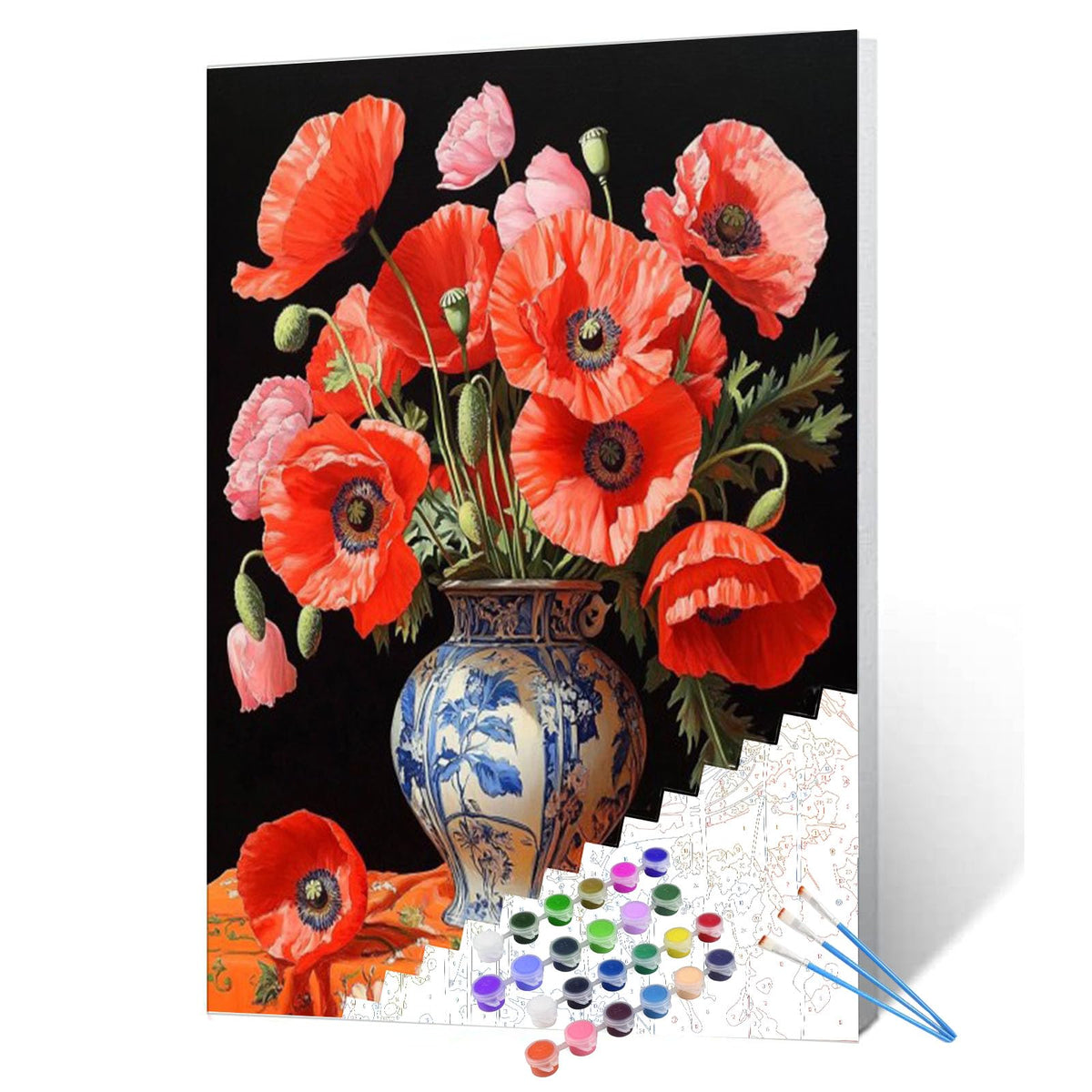 Tucocoo Hydrangea in Glass Vase Window Landscape Paint by Numbers for Adults Beautiful Flower DIY Paint by Numbers Acrylic Paint Canvas Colorful Flowers Painting Kits Art 16x20 Inch（Without Frame）
