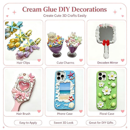 7 Colors (50g) Decoden Cream Kit, Fake Whipped Cream Glue for Crafts DIY