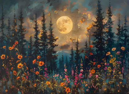 Tree Wildflowers Paint by Numbers Kit for Adults Canvas, Frameworkless