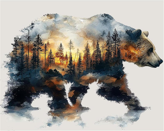xcemhil Bear Paint by Numbers Kit for Adults, Bear Painting by Numbers, Adult Paint by Number Kits Suitable for Gifts and Interior Decor 16x20 Inch