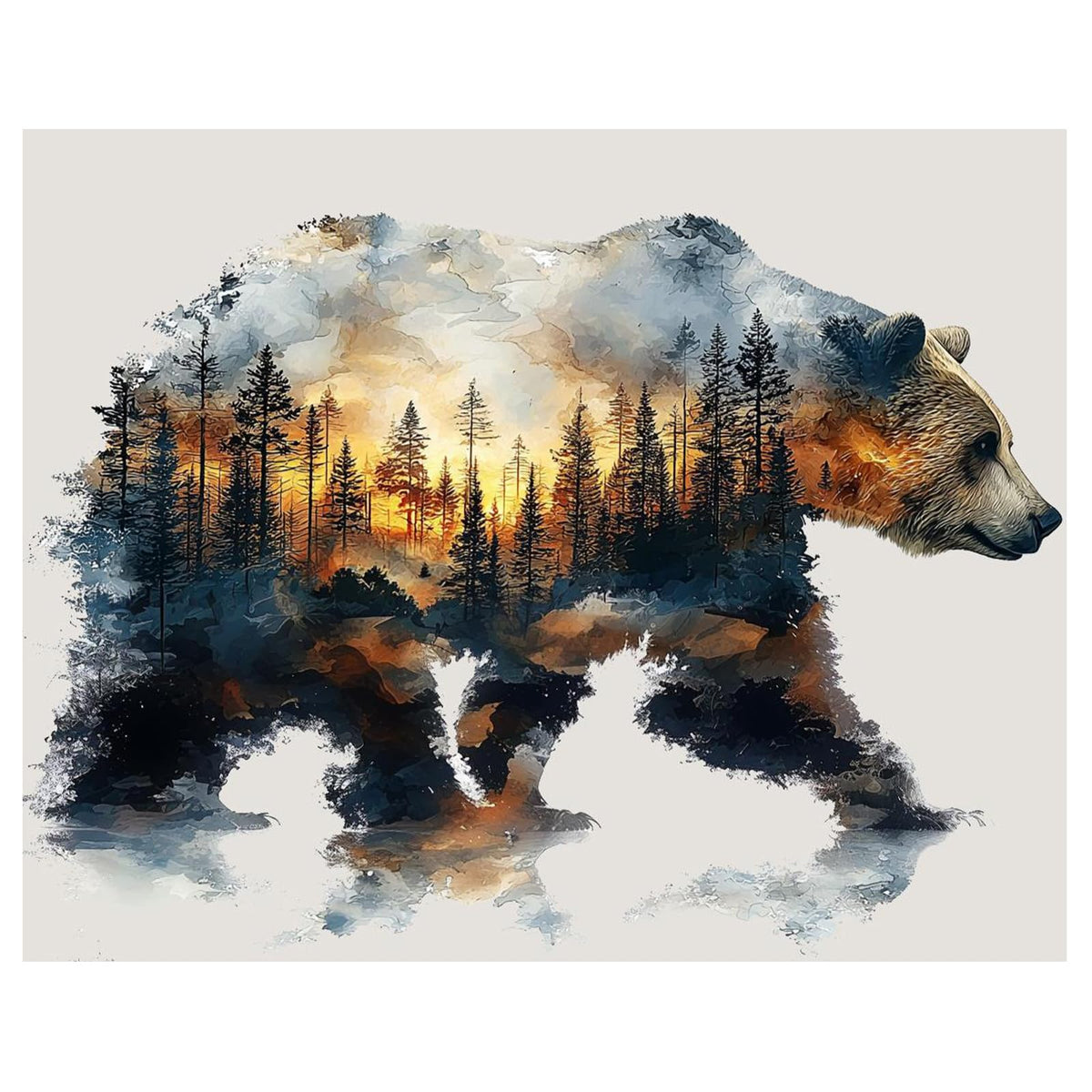 xcemhil Bear Paint by Numbers Kit for Adults, Bear Painting by Numbers, Adult Paint by Number Kits Suitable for Gifts and Interior Decor 16x20 Inch