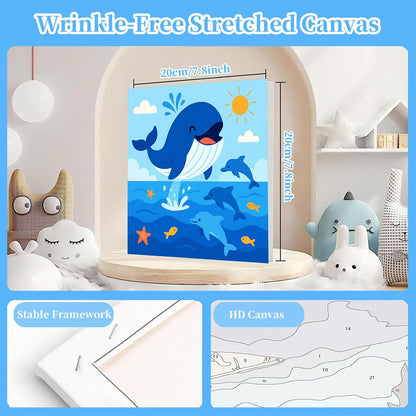 Arttoplus 4 Pack Paint by Numbers Kit for Kids with Frame Animals 8x8 inch