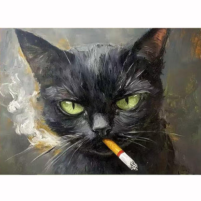Cat Paint by Numbers Animals DIY Black Cat Painting On Canvas 16 x 20 inch