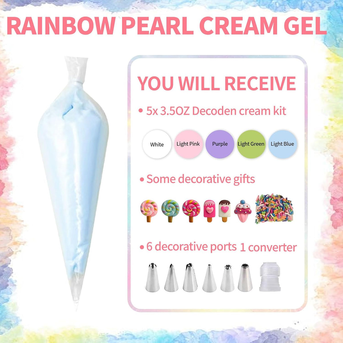 TBTFW 5Colors Decoden Cream Kit, Fake Whipped Cream Glue Clay-3.5oz