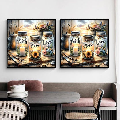 Faith Hope Love Wishing Bottle Paint by Number Canvas Kit for Adults