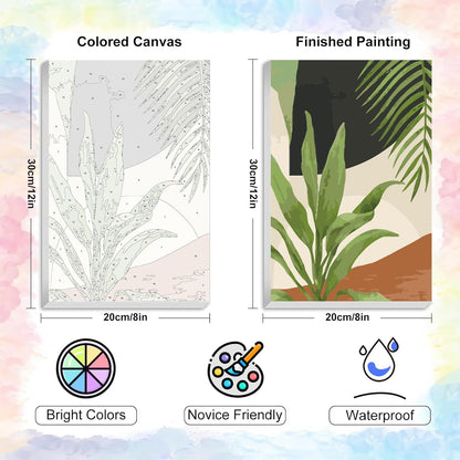 4 Pack Framed Paint by Numbers Kit for Adults with Wooden Easel, Plant